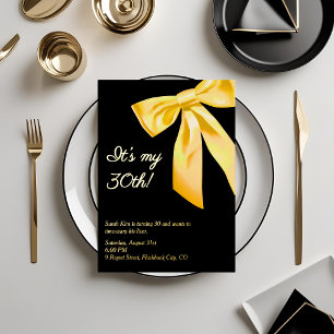 Invitation En Aluminium Papier alu noir et or « C'est mes 30 ans ! » Éléga