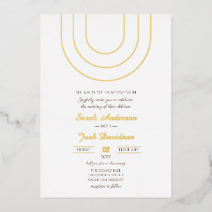 Invitation En Aluminium Papier alu simple minimaliste blanc et or pour mar
