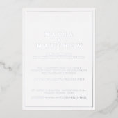 Invitation En Aluminium Papier argenté minimal sur mariage de texte vertic (Recto)