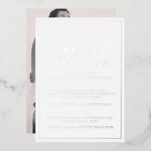 Invitation En Aluminium Papier argenté minimal sur mariage de texte vertic