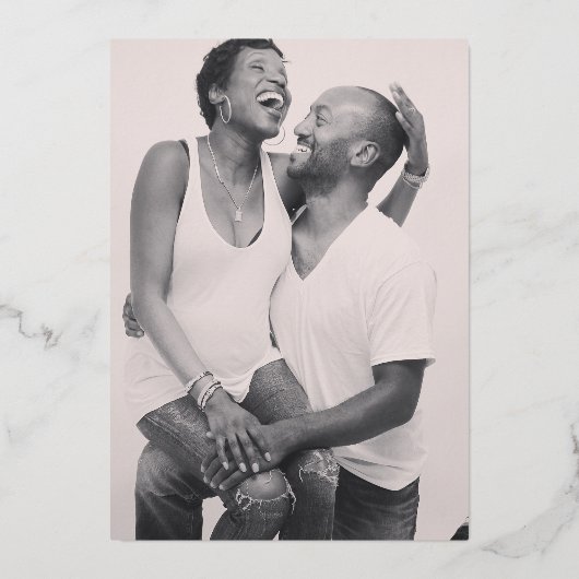 Invitation En Aluminium Papier argenté minimal sur mariage de texte vertic (Verso)