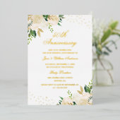 Invitation En Aluminium Papier D'or Floral 50e Anniversaire (Debout devant)