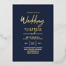 PAPIER DORÉ Bleu marine moderne Tout-en-1 Mariage