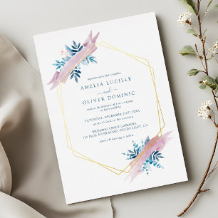 Invitation En Aluminium Papier Peint Aquarelle Vert Bleu Poussiéreux Maria