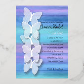 Invitation En Aluminium Papillon bat mitzvah Turquoise Purple Aquarelle (Recto)