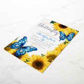 Invitation En Aluminium Papillon de tournesol rustique Cobalt bleu jaune (Rotation)