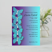 Invitation En Aluminium Papillon Dimensional bat mitzvah Turquoise violet (Debout devant)
