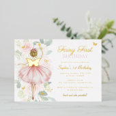 Invitation En Aluminium Papillon d'or Fée premier 1er anniversaire (Debout devant)