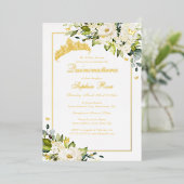 Invitation En Aluminium Papillon doré à fleurs Quinceanera (Debout devant)