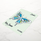 Invitation En Aluminium Papillon Douce Palette Baby Shower argenté (Rotation)