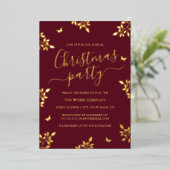 Invitation En Aluminium Papillon Feuille d'or Rouge entreprise Noël (Debout devant)