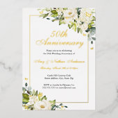 Invitation En Aluminium Papillon floral blanc 50e anniversaire Mariage (Recto)