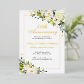 Invitation En Aluminium Papillon floral blanc 50e anniversaire Mariage (Debout devant)