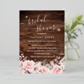 Invitation En Aluminium Papillon floral roux Fête des mariées en bois rust (Debout devant)