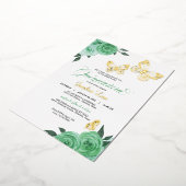 Invitation En Aluminium Papillon Mint Green Roses Quinceanera Real (Rotation)