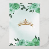 Invitation En Aluminium Papillon Mint Green Roses Quinceanera Real (Verso)