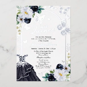 Invitation En Aluminium Papillon Quince Bleu Foncé