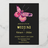 Invitation En Aluminium Papillon rose brillant (Recto)