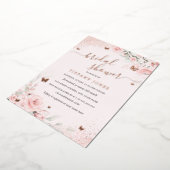 Invitation En Aluminium Papillon rose Fête des mariées florale (Rotation)