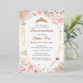 Invitation En Aluminium Papillon Rose or rose rose rose flou Quinceanera (Debout devant)