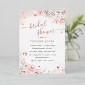 Invitation En Aluminium Papillon rose pâle Fête des mariées florale (Debout devant)