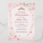 Invitation En Aluminium Papillon rose pâle rose rose bleu Quinceanera (Recto)