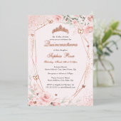 Invitation En Aluminium Papillon rose pâle rose rose bleu Quinceanera (Debout devant)