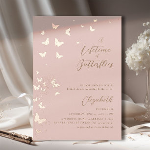 Invitation En Aluminium Papillons à vie Peach Gold Chic Fête des mariées
