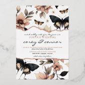 Invitation En Aluminium Papillons floraux doux (Recto)