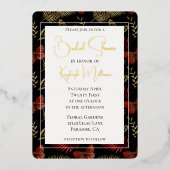 Invitation En Aluminium Papillons rouges Noirs Feuille Fête des mariées (Recto)