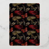 Invitation En Aluminium Papillons rouges Noirs Feuille Fête des mariées (Verso)