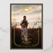 Invitation En Aluminium Parapente Brown tendance Lace Flourish Initiales M (Recto)