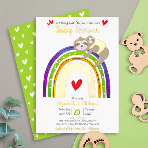 Invitation En Aluminium Parcelles Coeurs arc-en-ciel Cute Baby shower Vrai