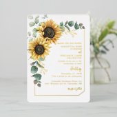 Invitation En Aluminium Parfum floral Script Vert Mariage Or (Debout devant)