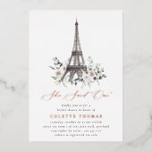 Invitation En Aluminium Paris Bloom | Fête des mariées tour Eiffel fleurie (Recto)