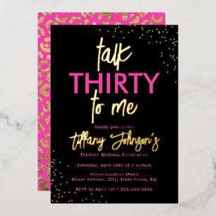 Invitation En Aluminium Parlez Trente pour moi Leopard Pink Gold 30e anniv