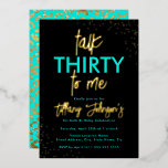 Invitation En Aluminium Parlez Trente pour moi Leopard Turquoise Gold 30e<br><div class="desc">Plus Jolies invitations d'anniversaire dans le Little Bayleigh Store!</div>