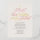 Invitation En Aluminium Parti Commencé Script Rouge Noël Fête (Recto)