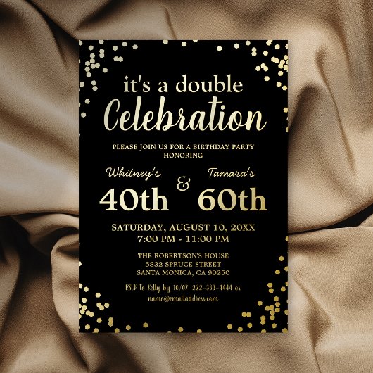 Invitation En Aluminium Parti d'anniversaire conjoint pour adultes | Black
