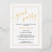 Invitation En Aluminium Parti de graduation Black Gold moderne (Recto)