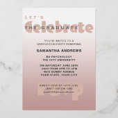Invitation En Aluminium Parti de graduation Gold Foil Rose moderne (Verso)