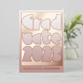 Invitation En Aluminium Parti de graduation Gold Foil Rose moderne (Debout devant)