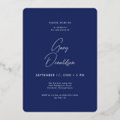 Invitation En Aluminium Parti de retraite minimaliste photo bleu moderne (Verso)