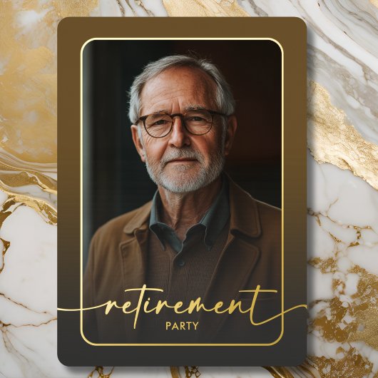 Invitation En Aluminium Parti de retraite photo minimaliste Brown moderne