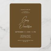 Invitation En Aluminium Parti de retraite photo minimaliste Brown moderne (Verso)