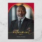 Invitation En Aluminium Parti de retraite rouge minimaliste moderne (Recto)