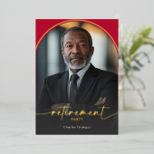 Invitation En Aluminium Parti de retraite rouge minimaliste moderne (Debout devant)