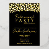 Invitation En Aluminium Parti de retraite surprise Noir et Or (Recto)