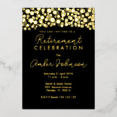 Invitation En Aluminium Parti de retraite surprise Noir et Or (Recto)