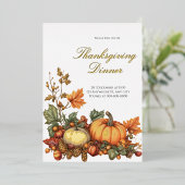 Invitation En Aluminium Parti de Thanksgiving du citrouille russe (Debout devant)